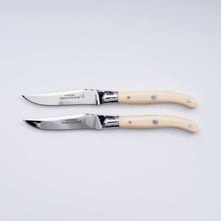 Eske med 2 Laguiole biffkniver - Ivory Knivsett/gaveesker Forge de Laguiole 