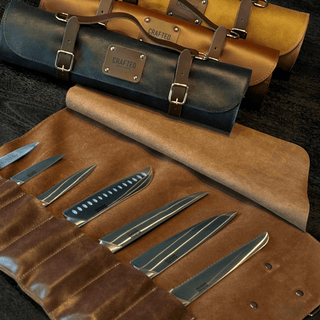 Knivmappe i skinn Lær og tekstil Crafted Leather 