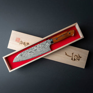 Takeshi Saji R-2 Custom Black Damascus Wild Series Gyuto - 18cm Kokkekniv Takeshi Saji 