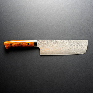 Takeshi Saji R-2 Custom Black Damascus Wild Series Nakiri - 16.5 cm Kokkekniv Takeshi Saji 