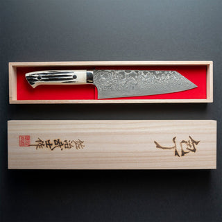 Takeshi Saji R-2 Custom Black Damascus Wild Series Stag Bone Bunka - 18 cm Kokkekniv Takeshi Saji 